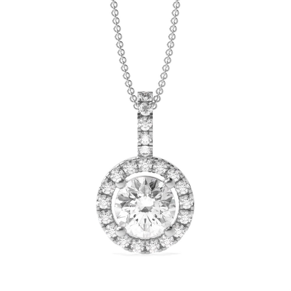 Classic Popular Style Round Shape Solitaire Diamond Necklace