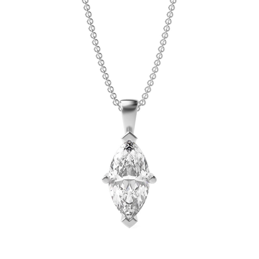 Classic Popular Style Marquise Shape Solitaire Diamond Necklace