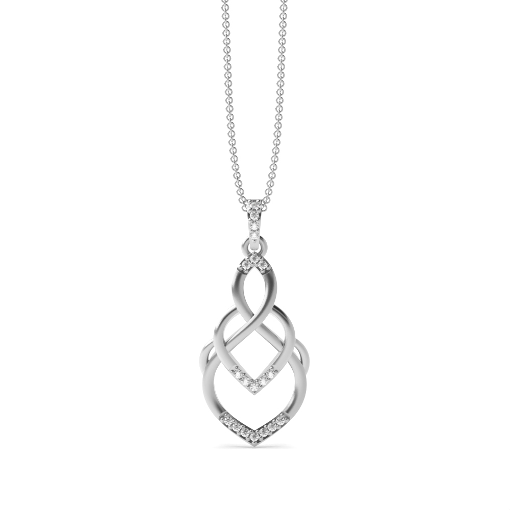 Open Pattern Pave Set Round Diamond Pendant (24 mm X 10mm)