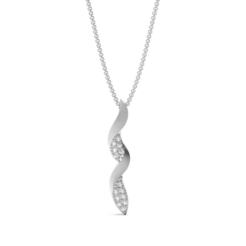 Swirl Pattern Pave Set Round Diamond Pendant Necklace (27mm X 5mm)