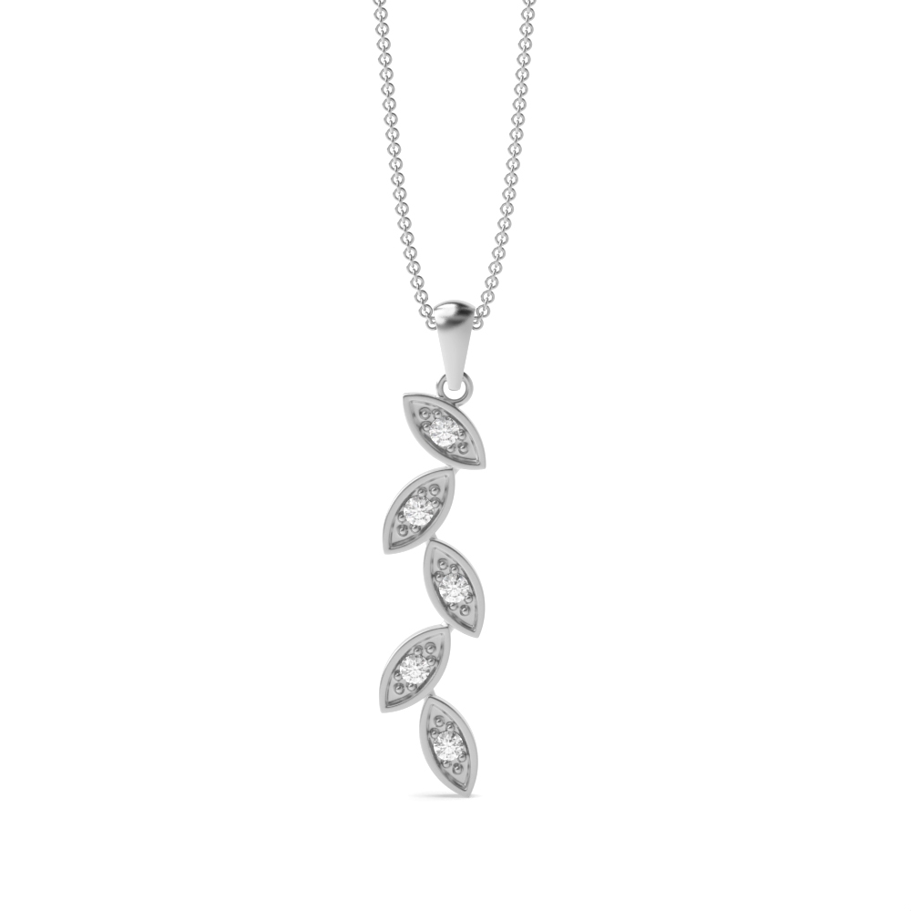 Beautiful Cascade Leaf Diamond Necklace in Gold &amp; Platinum (30mm X 6mm)