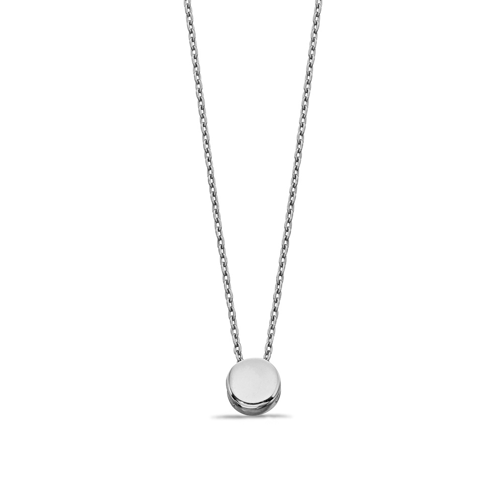 Plain Gold or Platinum Circle Disc Personalise Necklace (6mm)