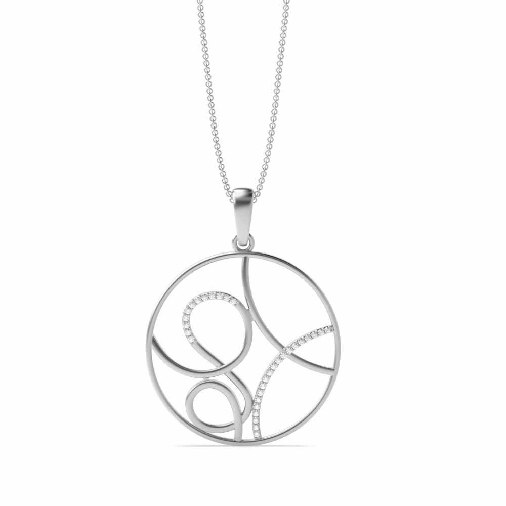 Fancy Circle Swirl with Diamond Detailing Necklace Pendant (37mm X 31.5mm)