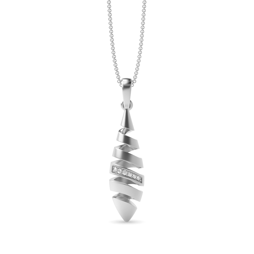 Designer Gold Spiral Drop with Diamond Necklace (36mm X 9mm)