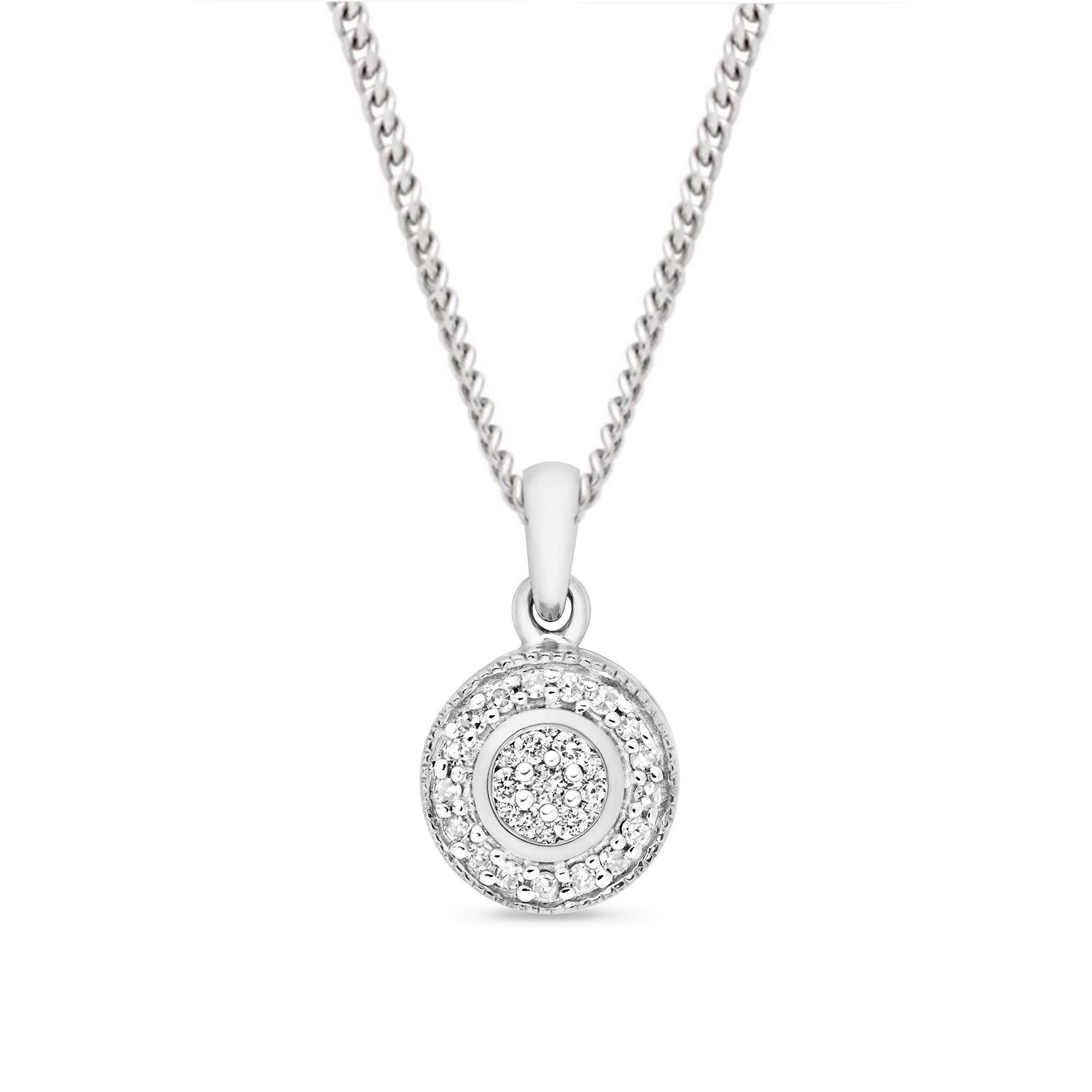 Round Cluster Solitaire Diamond Pendant Necklace