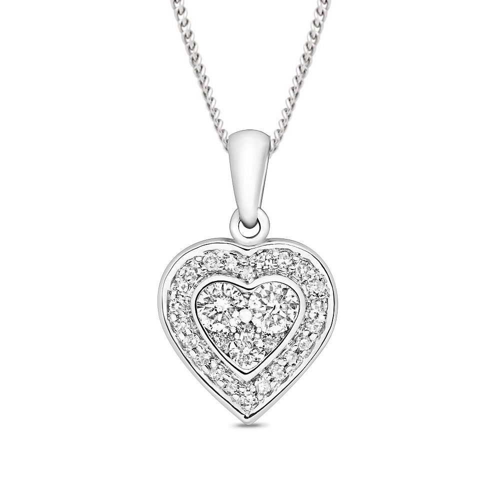 0.25 Carat Heart Shape Cluster Diamond Pendant Necklace for Women