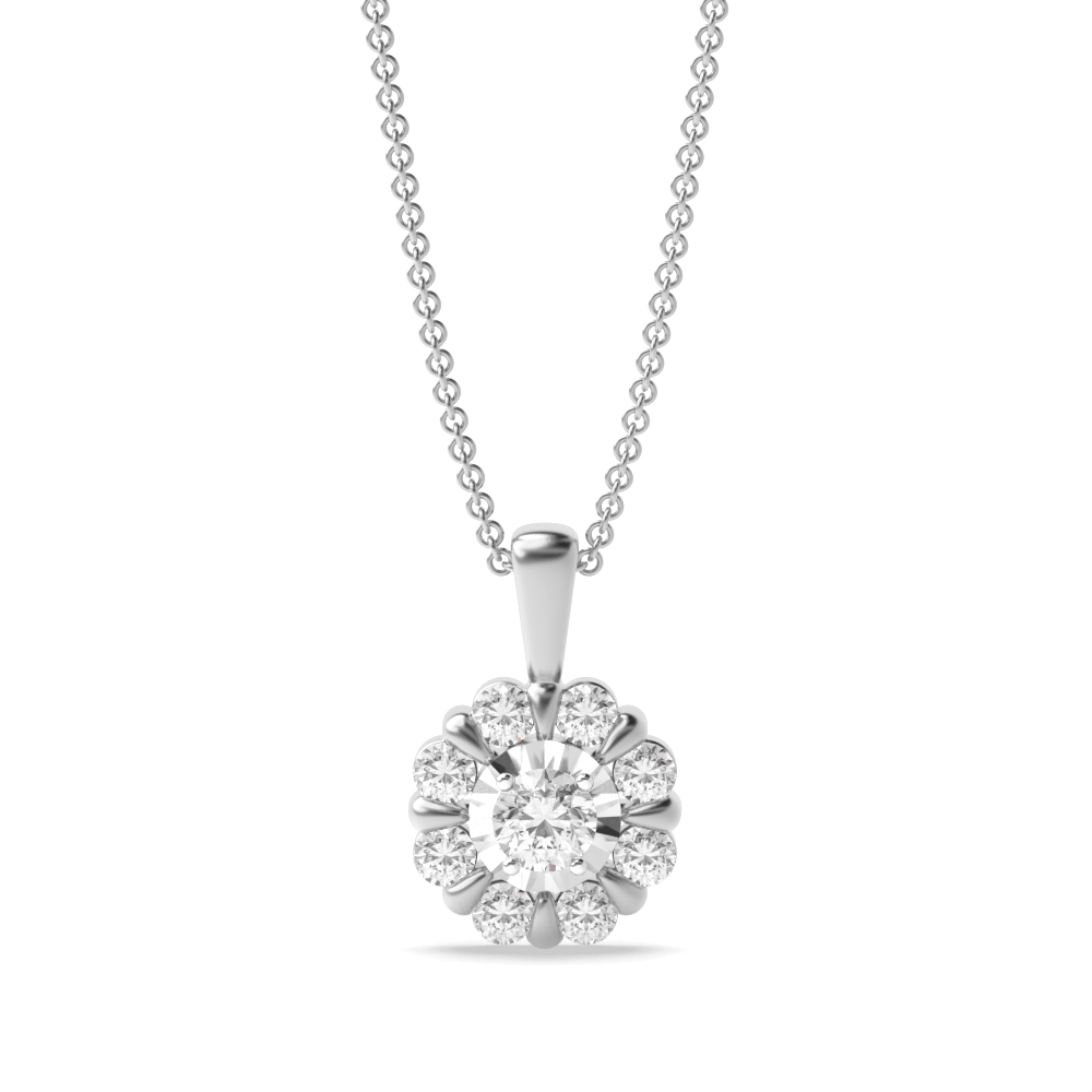 Cluster Solitaire Diamond Pendant Necklace for Women