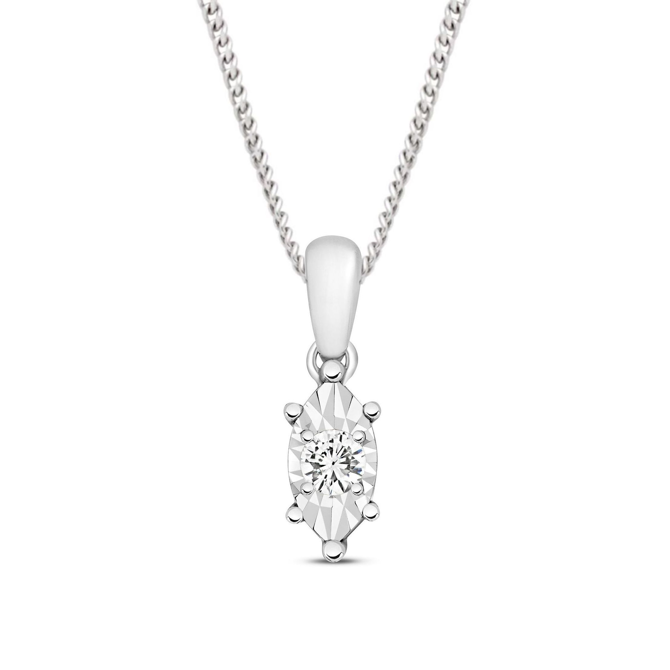 1/2 Look A Like Illusion Set Marquise Shape Solitaire Diamond Pendant Necklace