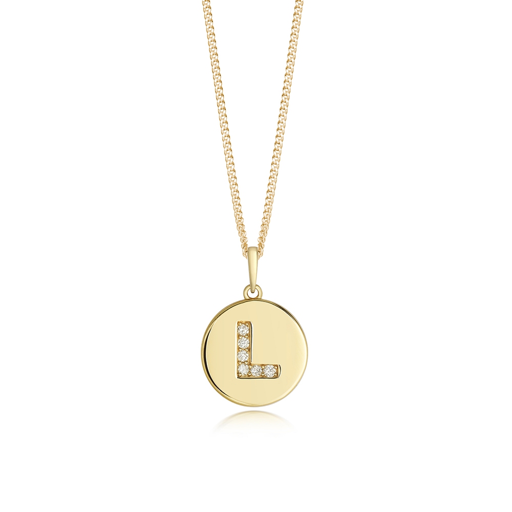 LETTER L DIAMOND INITIAL DISC PENDANT