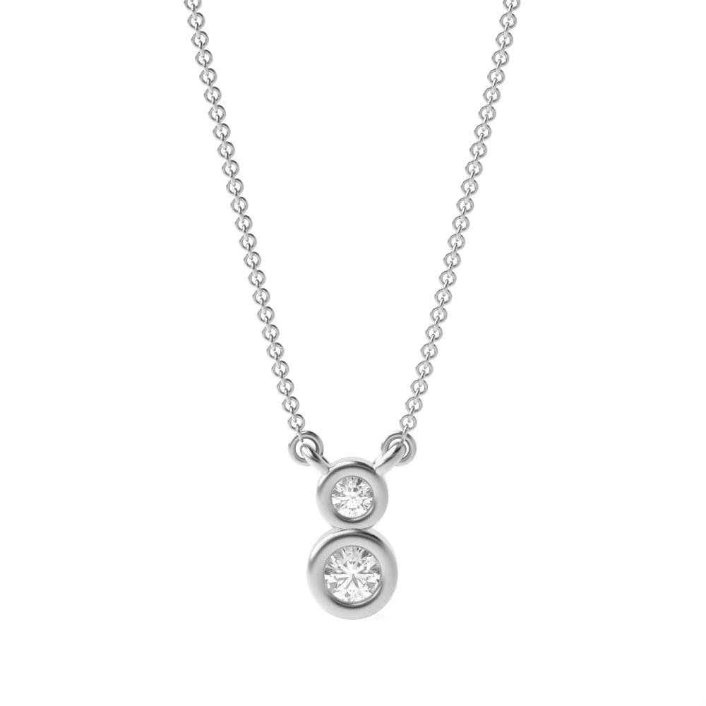 Bezel Setting Round 2 Stone Diamond Journey Pendant(6.4mm X 3.6mm)
