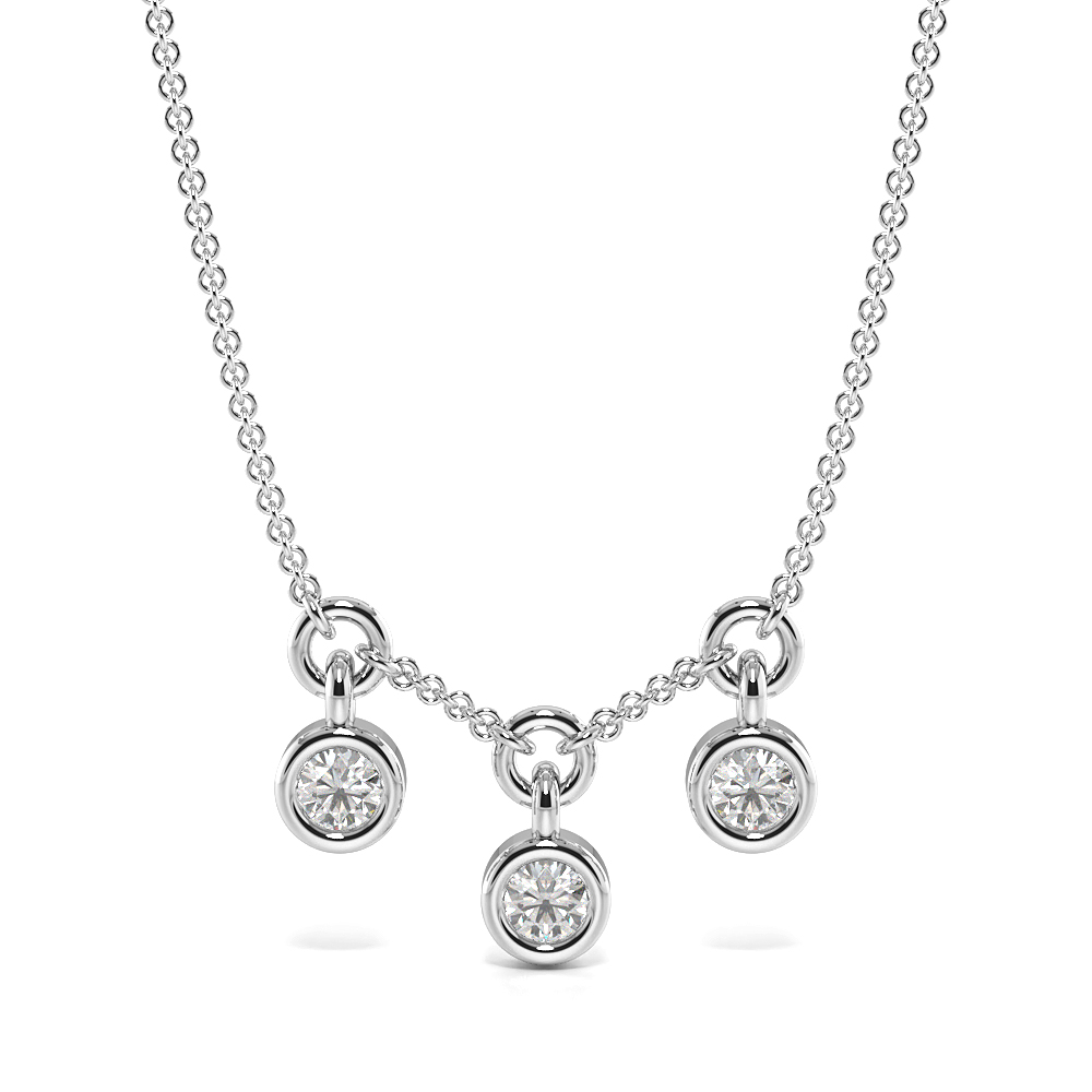 Bezel Setting Round 3 Diamond Dangling Diamond Designer Pendant(5.6mm X 2.8mm)