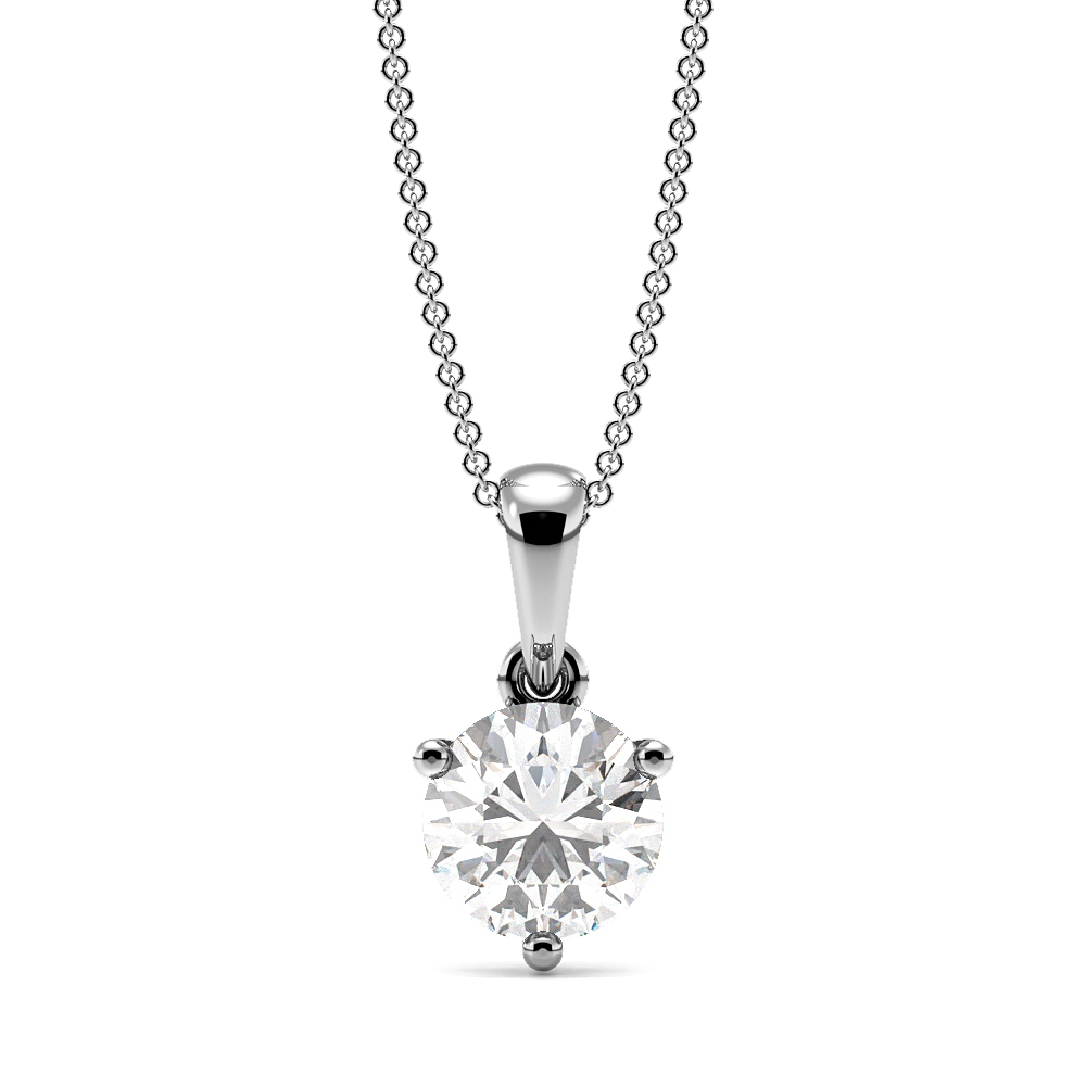 3 Prong Round Diamond Solitaire Pendant In Gold &amp; Platinum