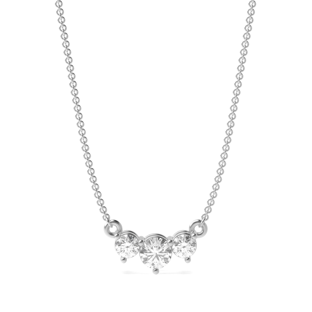 4 Prong Round Diamond Trilogy Diamond Necklace(3.7mm X 8.8mm)
