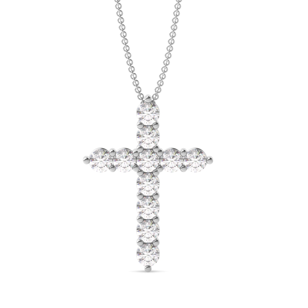 4 Prong Round Classic Popular Diamond Cross Pendant(From 14.8mm X 10.8mm)