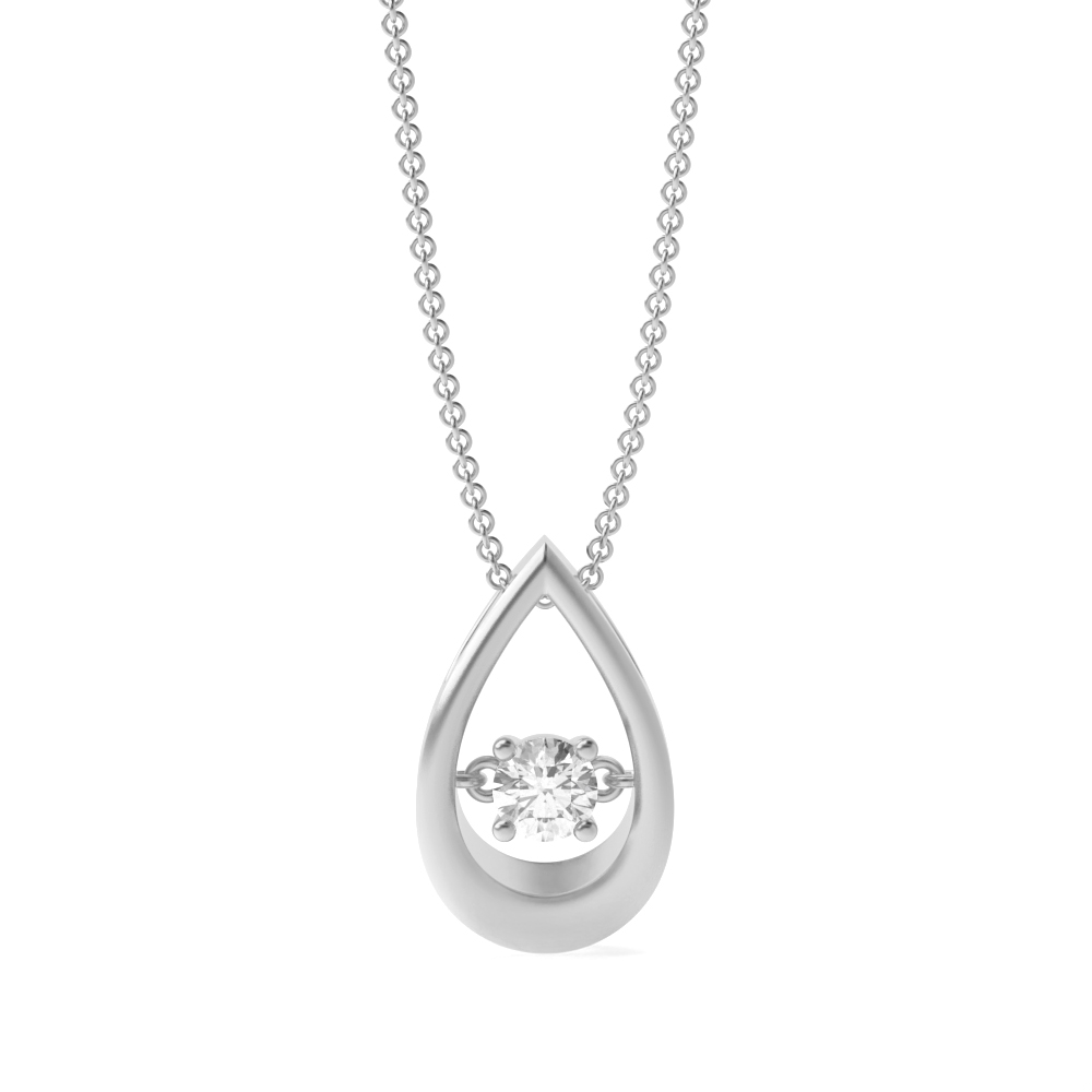 4 Prong Round Dancing Pendant Diamond Solitaire Pendant(11.8mm X 7.2mm)