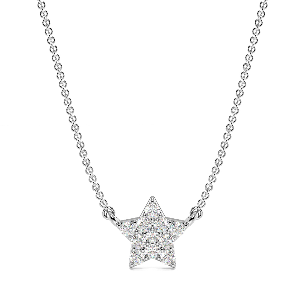 Pave Setting Round Tiny Start Necklace Diamond Cluster Necklace(5.5mm X 7.4mm)