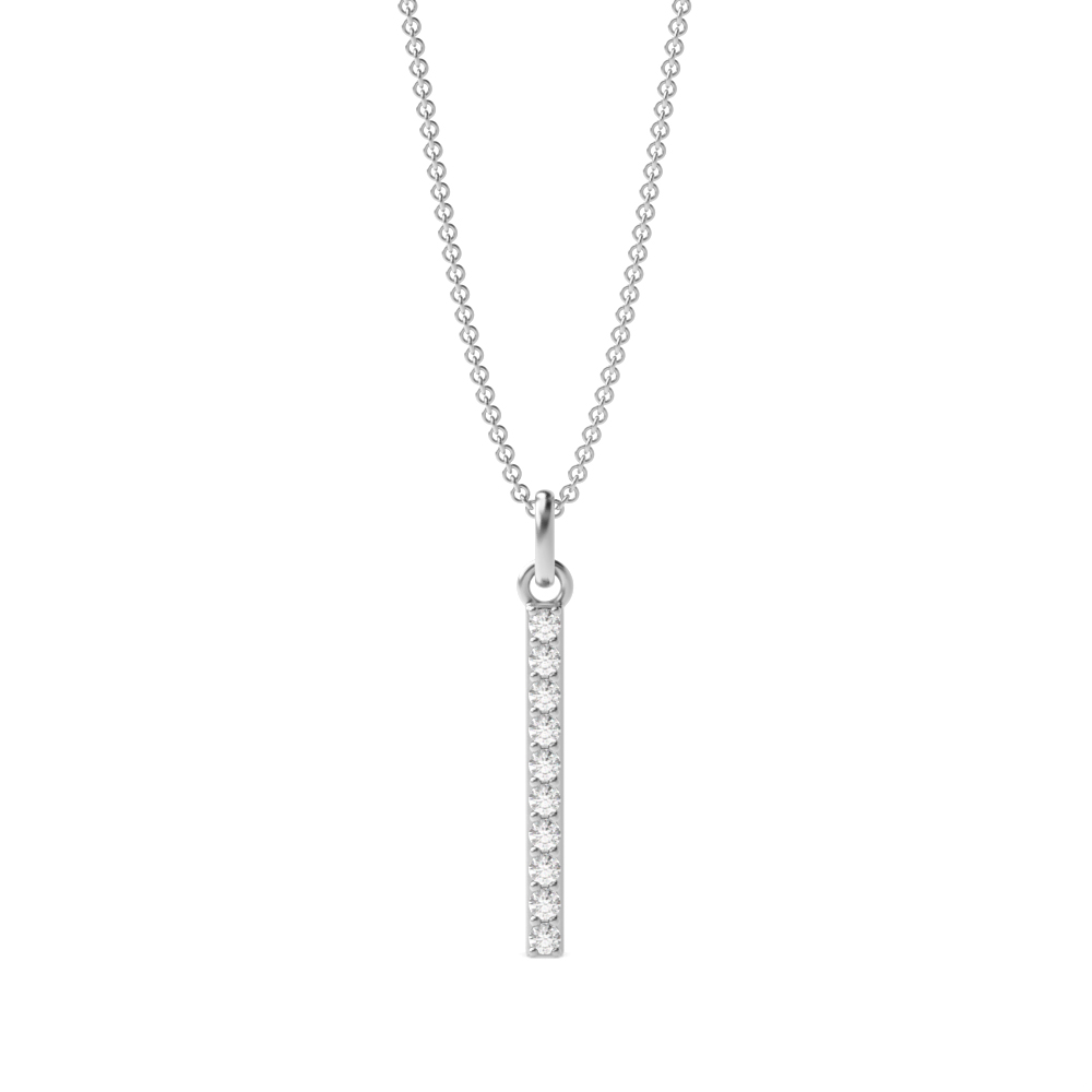 Letter 'I' Diamond Initial Pendant Necklaces in White, Yellow And Rose Gold(17mm X 1.5mm )