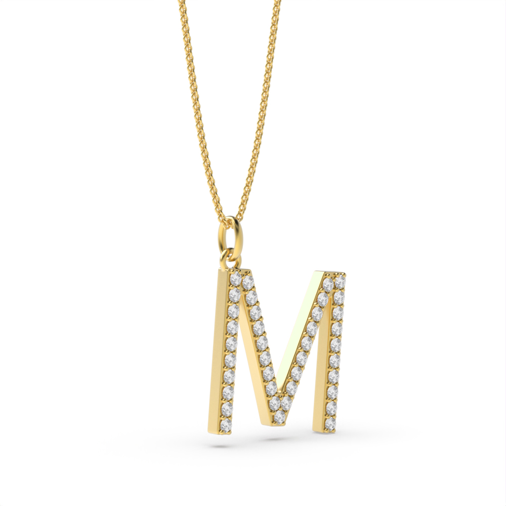 LETTER M DIAMOND INITIAL PENDANT