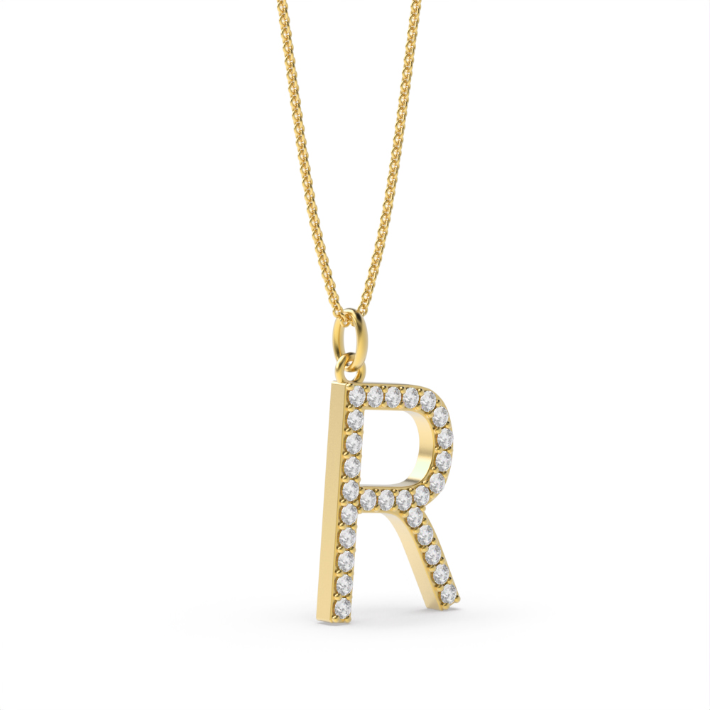 LETTER R DIAMOND INITIAL PENDANT