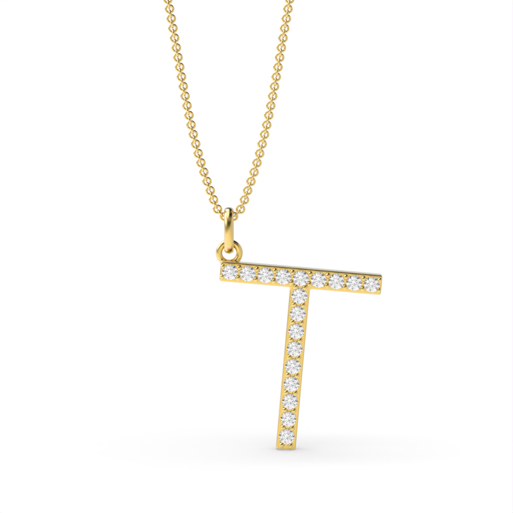 LETTER T DIAMOND INITIAL PENDANT