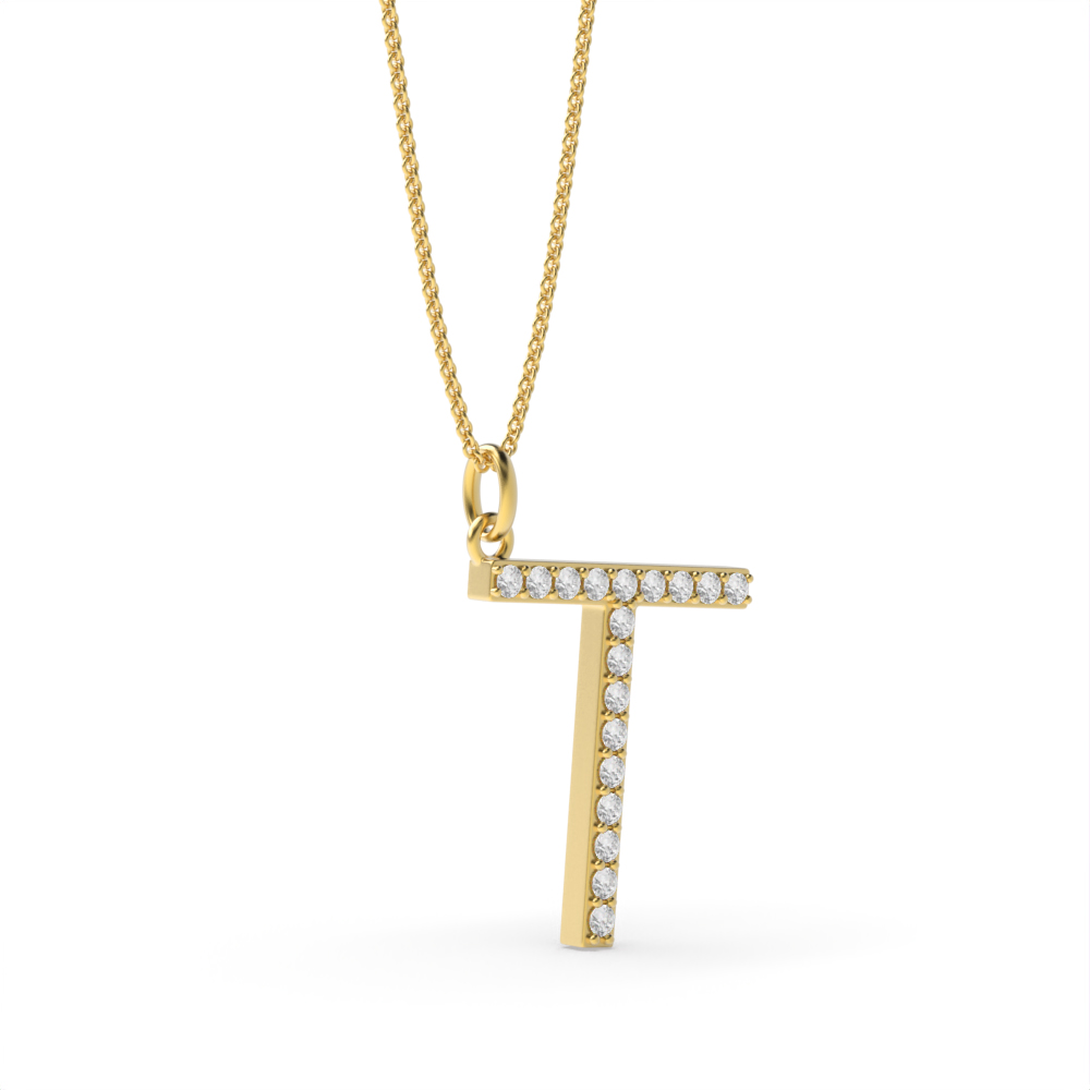 LETTER T DIAMOND INITIAL PENDANT