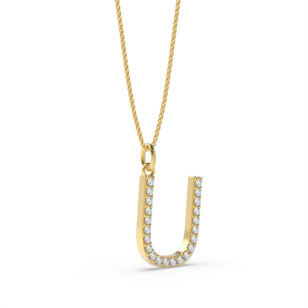 LETTER U DIAMOND INITIAL PENDANT