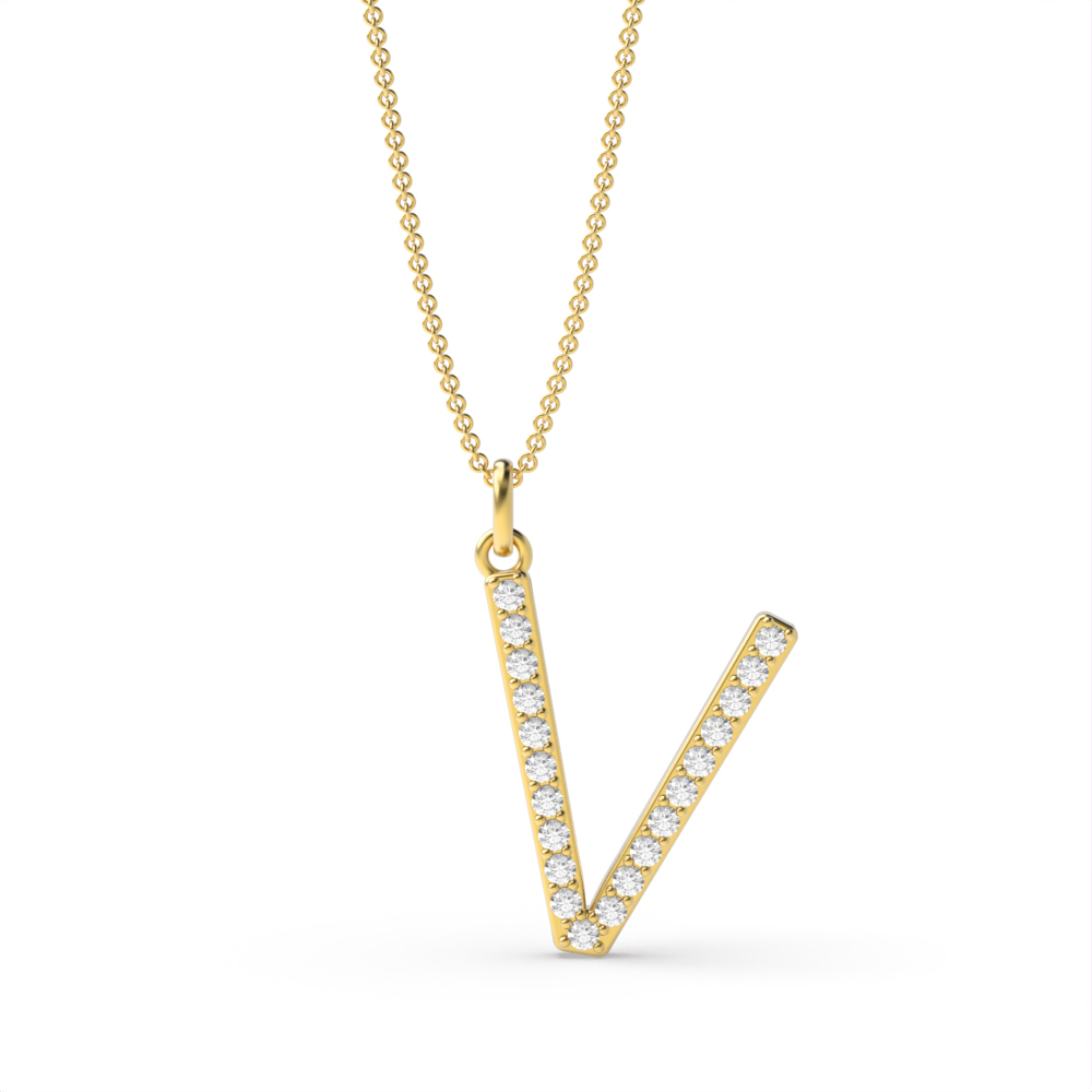 LETTER V DIAMOND INITIAL PENDANT