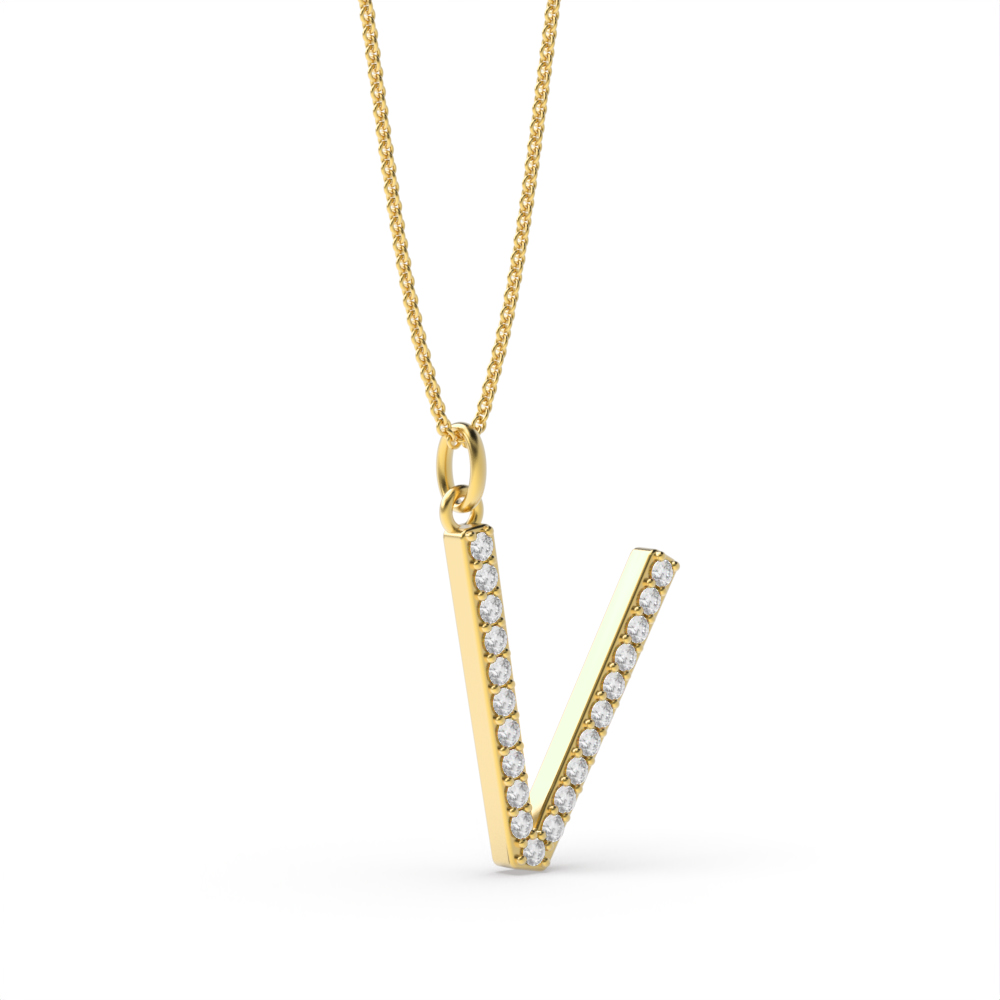 LETTER V DIAMOND INITIAL PENDANT