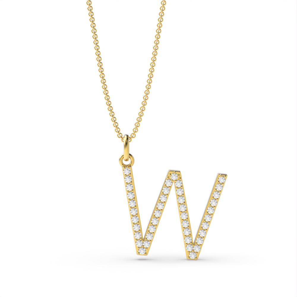 LETTER W DIAMOND INITIAL PENDANT