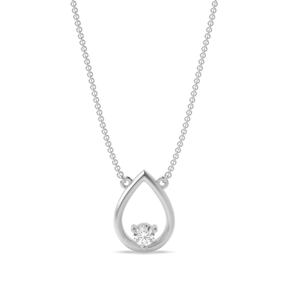 3 Prong Round Drop Style Diamond Solitaire Pendant(8.8mm X 6.5mm)