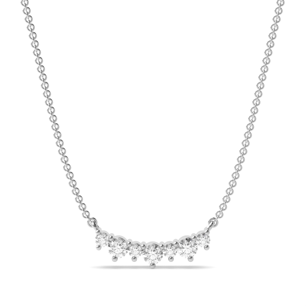 3 Prong Round Journey Necklace Diamond Necklace(2.5mm X 11.6mm)