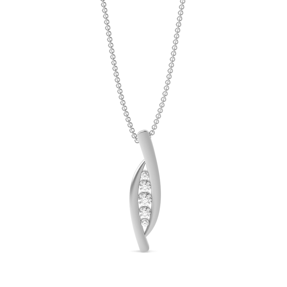 Channel Setting Round Diamond Graduating Journey Drop Pendants  (17.30mm X 4.20mm)