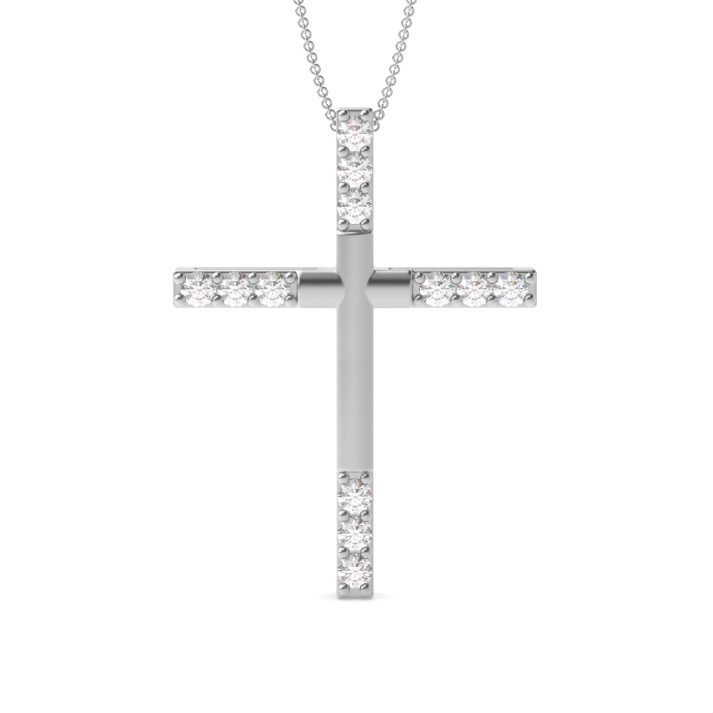 Pave Setting Round Diamond Modern &amp; Stylish Cross Necklace  (25.00mm X 16.80mm)