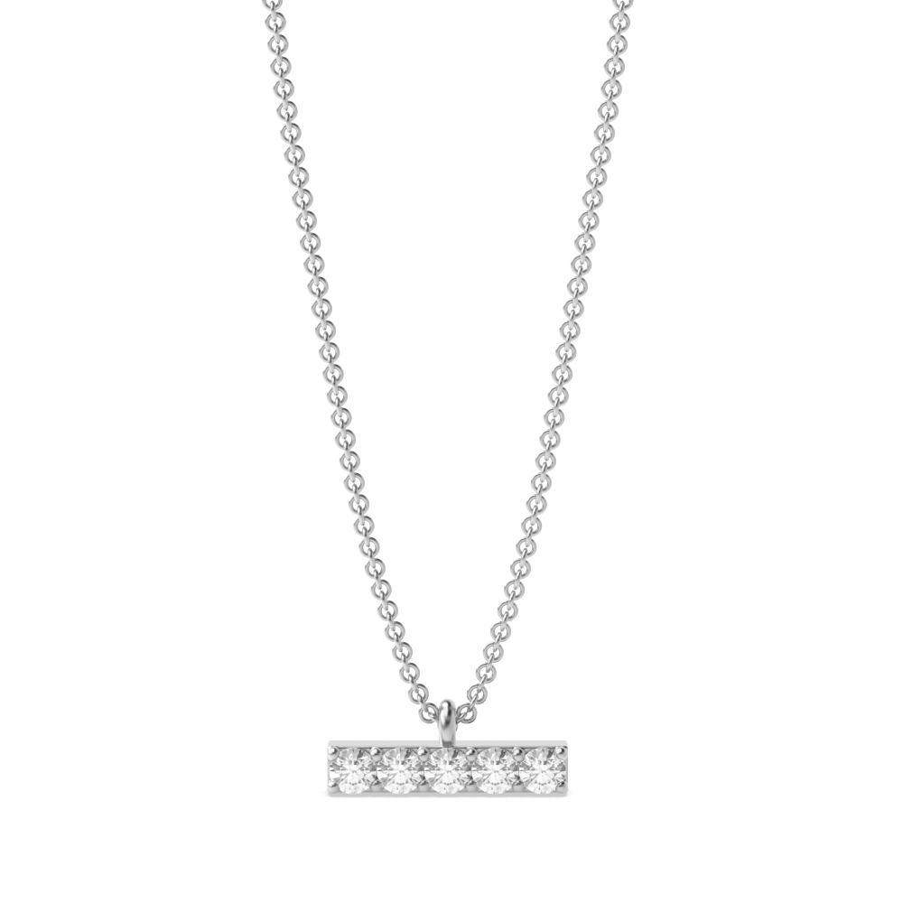Pave Setting Round Diamond &amp; Gold Bar Womens Designer Necklace  (3.00mm X 8.20mm)