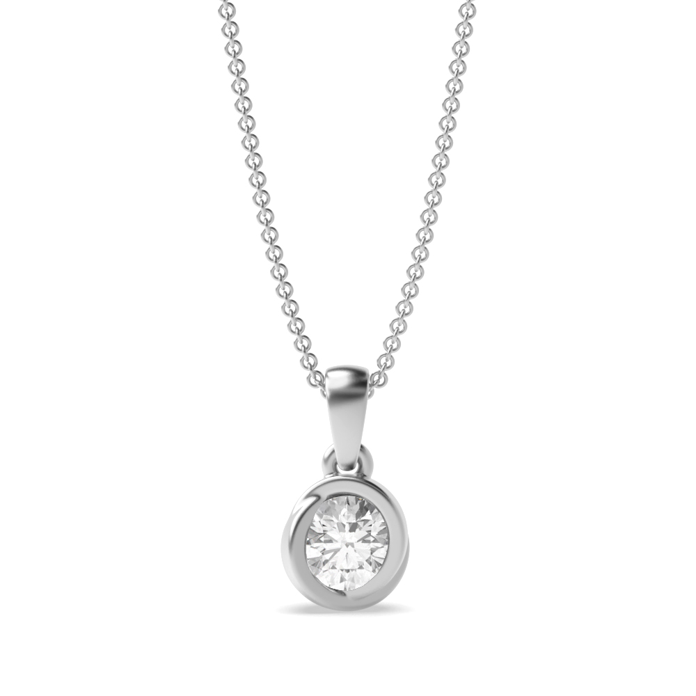 Tension Set Round Diamond Solitaire Diamond Pendants Necklace