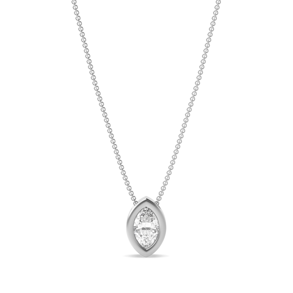 Bezel Setting Marquise Diamond Floating Solitaire Pendant Necklace