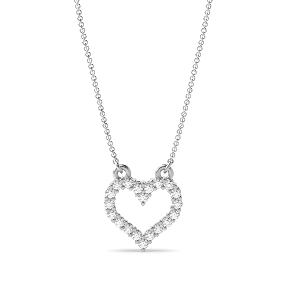 4 Prongs Diamond Heart Necklace in Gold and Platinum