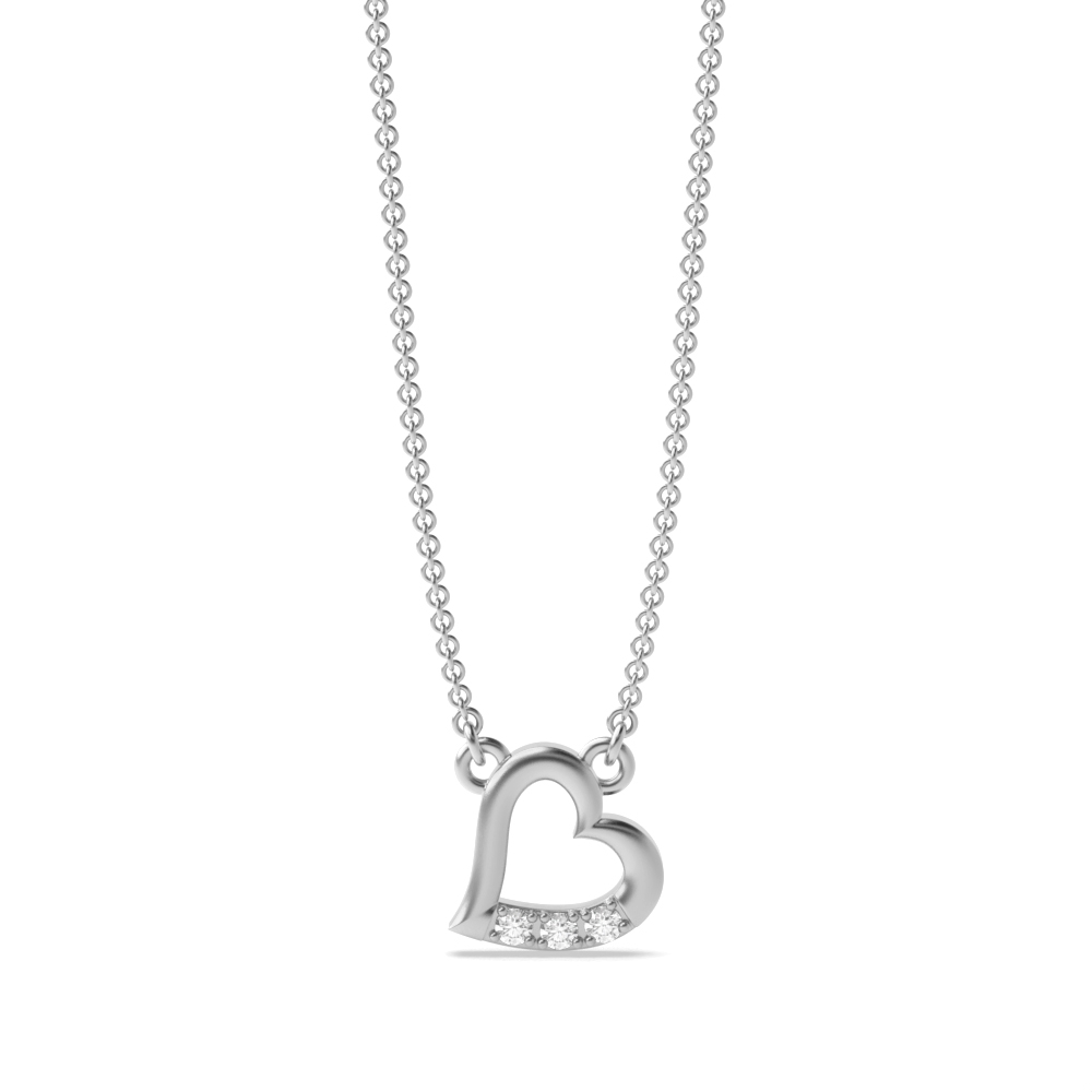 Pave Setting Diamond Tiny Heart Necklace for Women (6.50mm X 6.50mm)