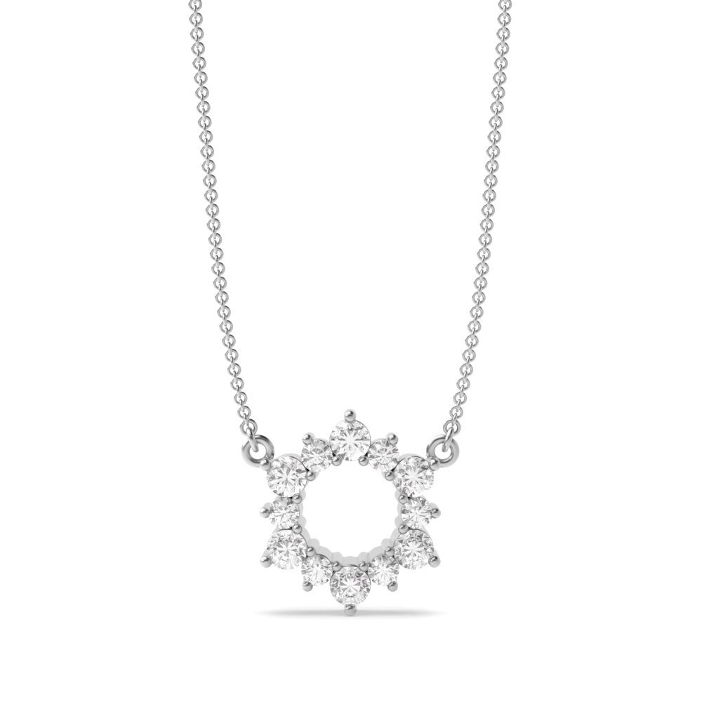 3 Prongs Firing Diamond Circle Pendant Necklace (11.50mm X 10.0mm)