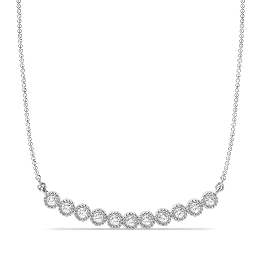 Bezel Set Miligrain Diamond Statement Necklaces for Women (7.0mm X 30.20mm)