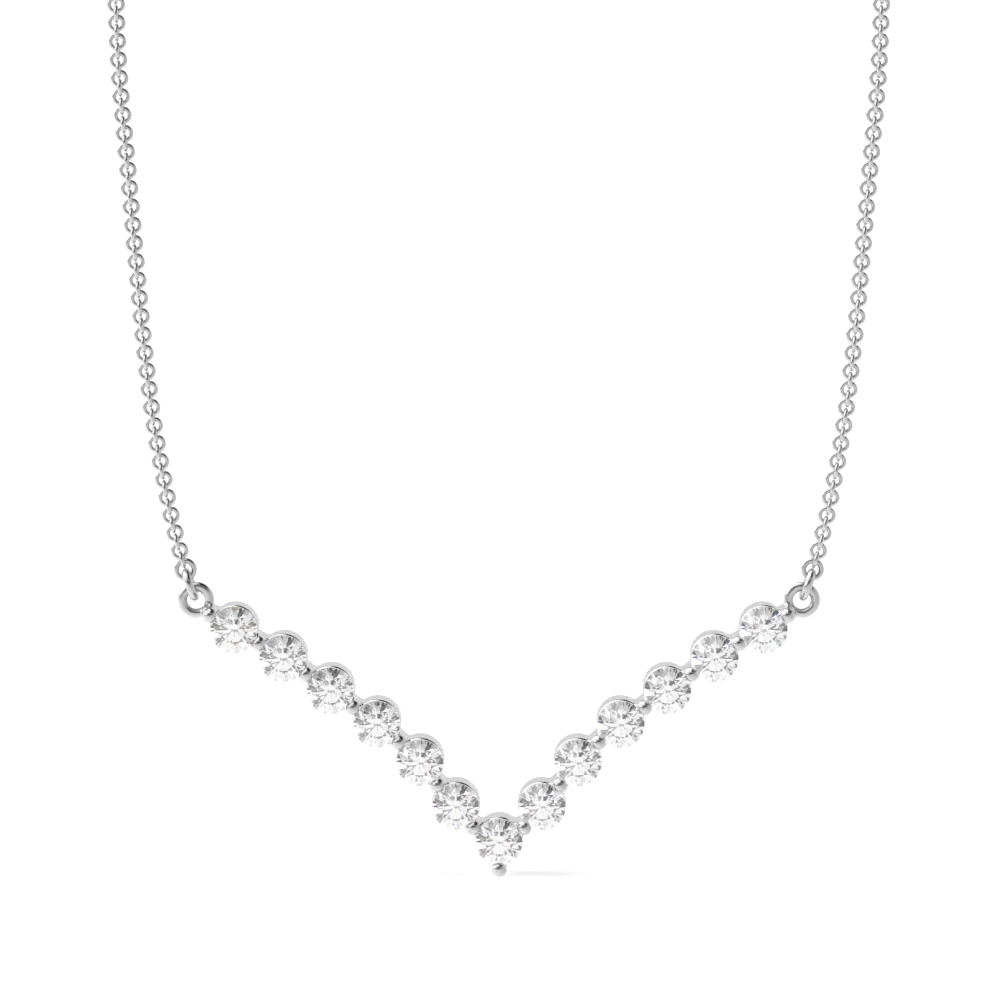 Bezel Set Delicate Diamond Statement Necklaces for Women (13.00mm X 28.50mm)