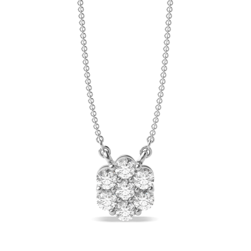 4 Prongs Set Diamond Cluster Pendant with Chain (8.50mm X 7.30mm)
