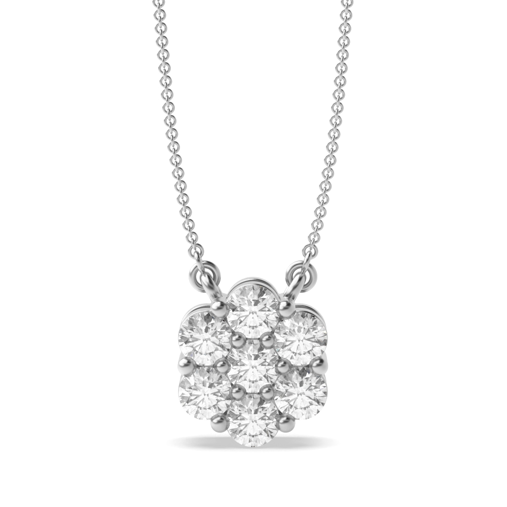 Diamond Cluster Pendant for Women in Gold and Platinum (10.50mm X 9.20mm)