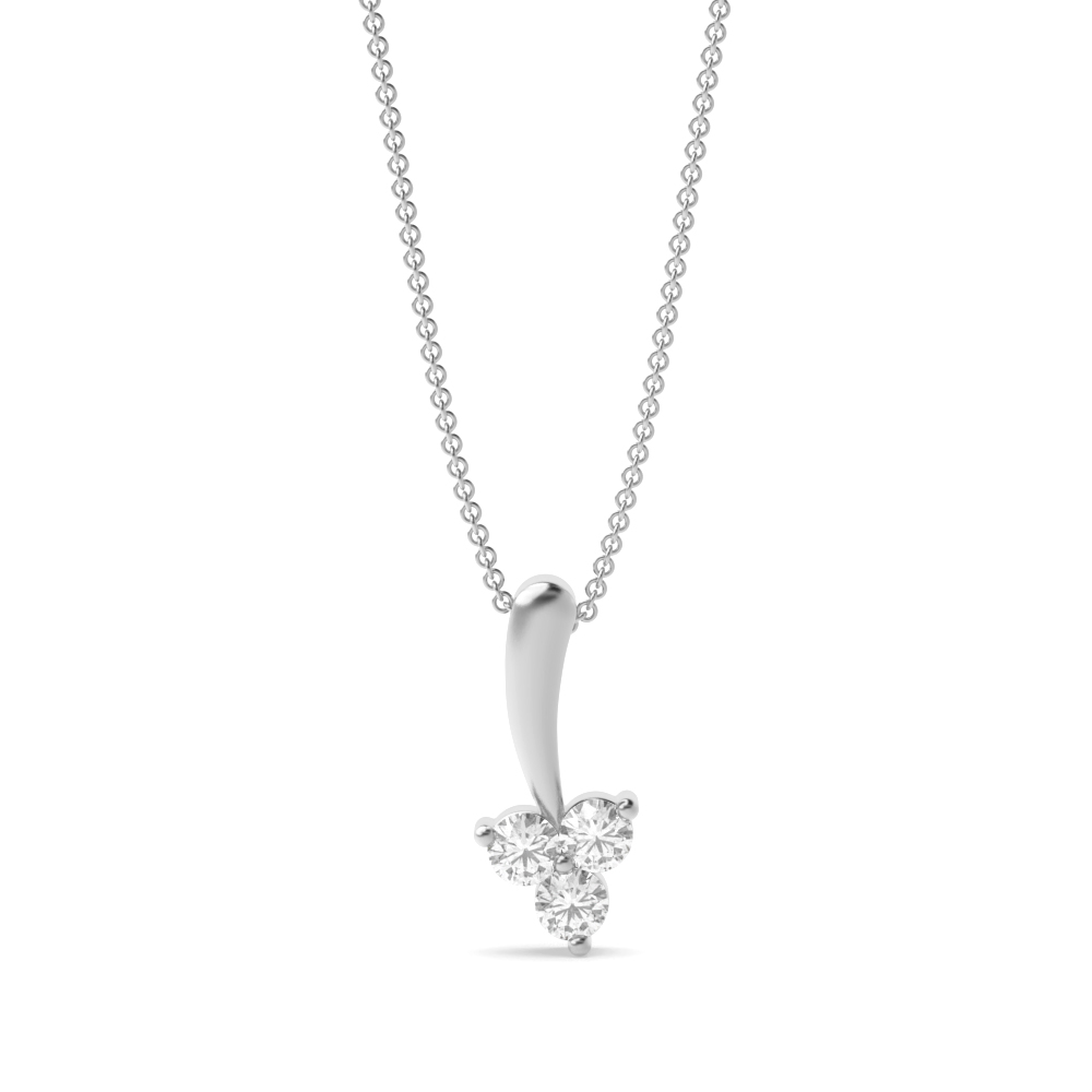 Pave Setting Trilogy Diamond Statement Necklaces for Women (13.50mm X 5.80mm)