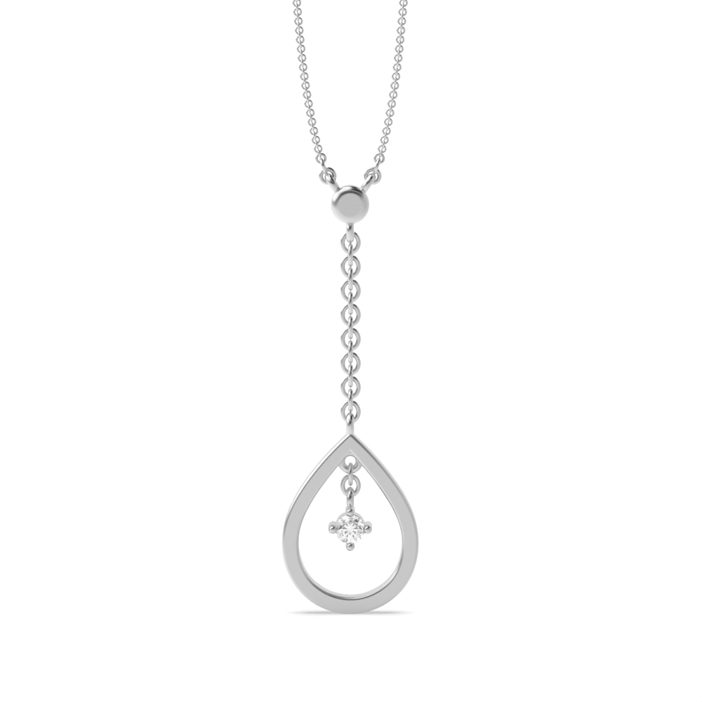 4 Prongs Delicate Drop Statement Pendant Necklace (18.00mm X 12.00mm)
