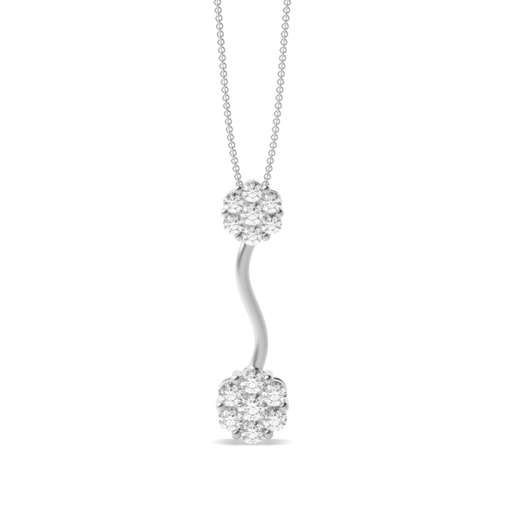 Pave Setting Cluster Drop Pendant Necklace for Women (27.00mm X 7.40mm)