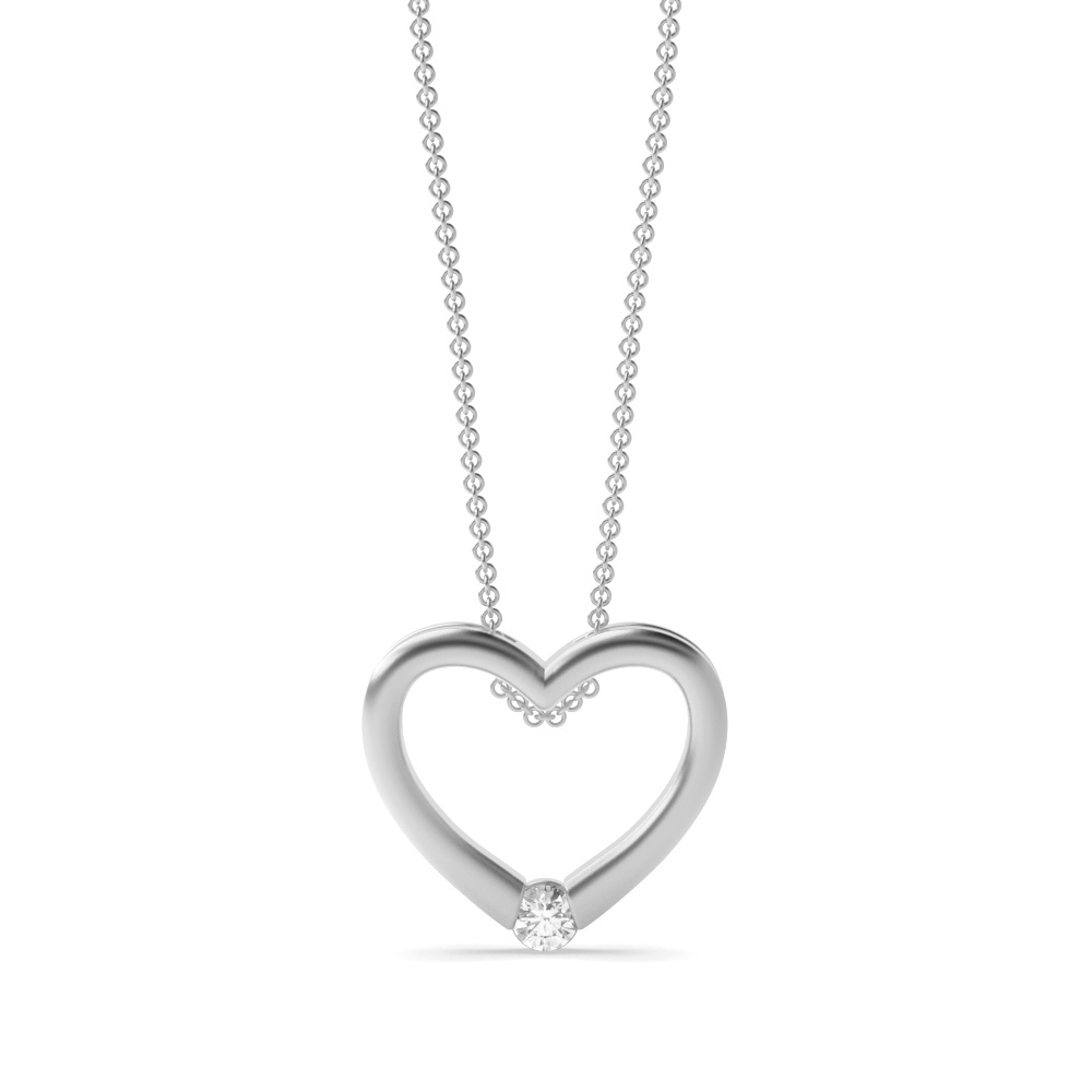 Channel Setting Single Diamond Heart Necklace (11.50mm X 12.60mm)