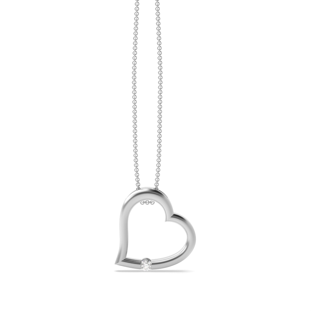 Channel Setting Diamond Heart Pendants in Gold &amp; Platinum (13.80mm X 13.20mm)