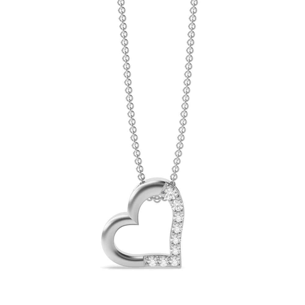 prong setting round diamond heart shape pendant
