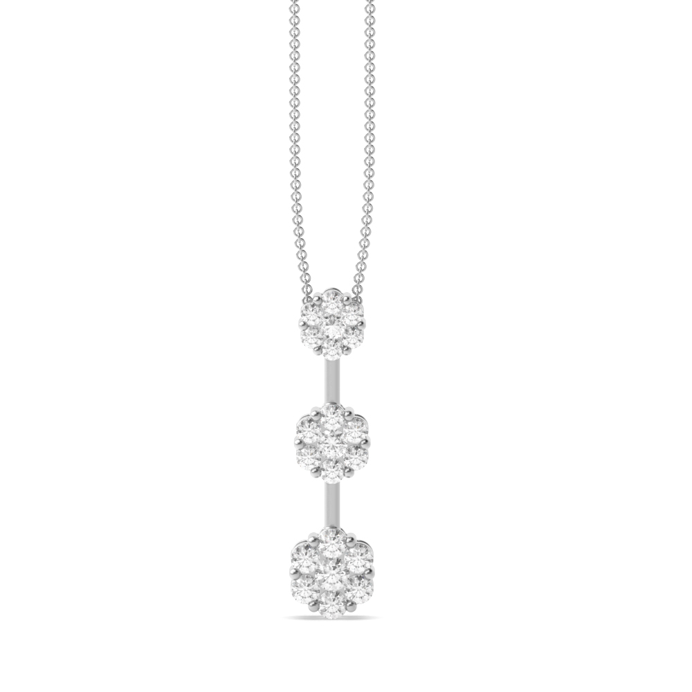 6 prong setting round shape diamond journey pendant